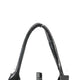 Decorative Lantern | Sculptural Shape & Leather Handle | Black Wood 16"