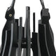 Decorative Lantern | Sculptural Shape & Leather Handle | Black Wood 16"