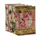 Meer Faux Book Storage Box Set of 4 | Vintage Flowers Butterflies Pink Silk