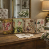 Meer Faux Book Storage Box Set of 4 | Vintage Flowers Butterflies Pink Silk