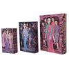 Meer Faux Book Storage Box Set of 3 | Pink Black Fashion Illustrations Silk