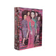Meer Faux Book Storage Box Set of 3 | Pink Black Fashion Illustrations Silk