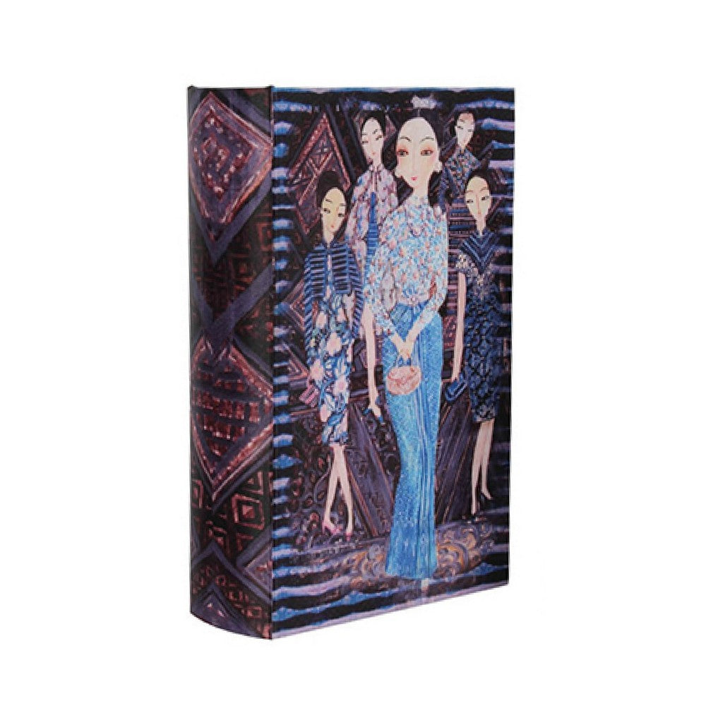 Meer Faux Book Storage Box Set of 3 | Pink Black Fashion Illustrations Silk