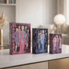 Meer Faux Book Storage Box Set of 3 | Pink Black Fashion Illustrations Silk
