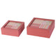 Decorative Storage Box Set of 2 | Clear Top Square Pink Finish | Iron