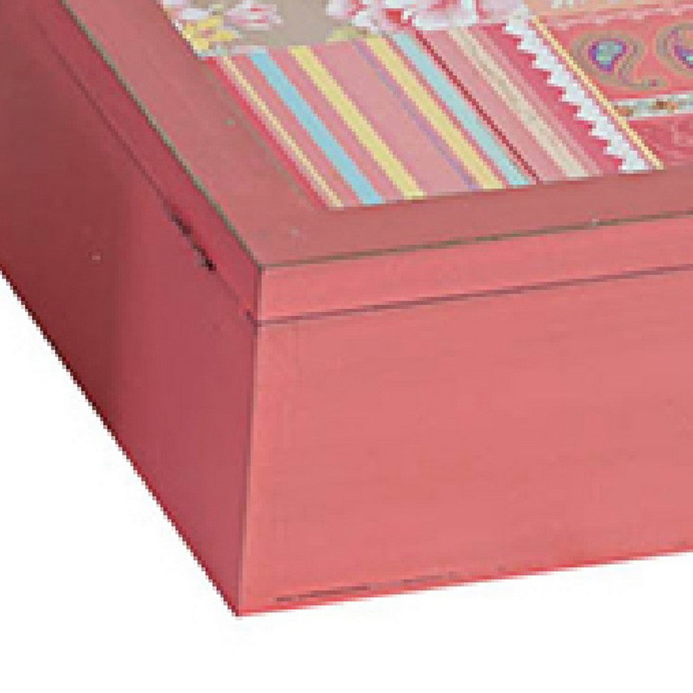 Decorative Storage Box Set of 2 | Clear Top Square Pink Finish | Iron