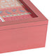 Decorative Storage Box Set of 2 | Clear Top Square Pink Finish | Iron