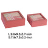 Decorative Storage Box Set of 2 | Clear Top Square Pink Finish | Iron