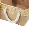 Nesting Basket Set of 3 | Rope Handles | Gold Accents | Brown Jute Fabric