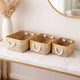 Nesting Basket Set of 3 | Rope Handles | Gold Accents | Brown Jute Fabric