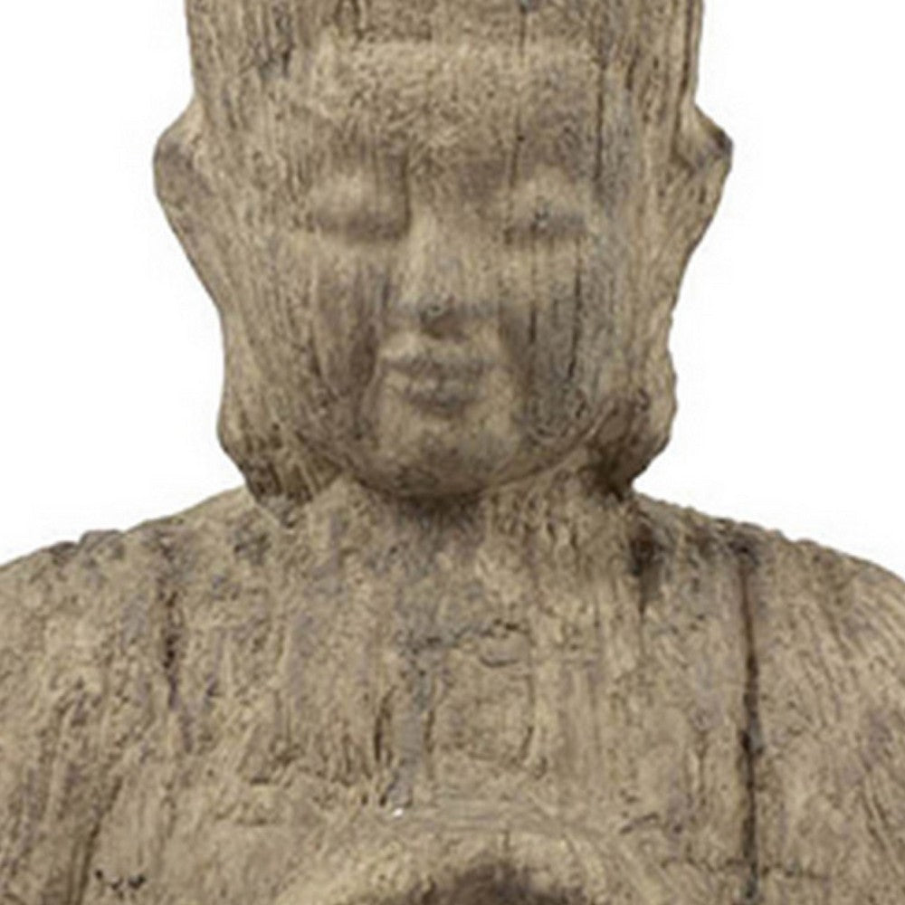 Meditating Buddha Sculpture | Weathered Stone-Look Cream Polyresin 17"