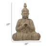 Meditating Buddha Sculpture | Weathered Stone-Look Cream Polyresin 17"