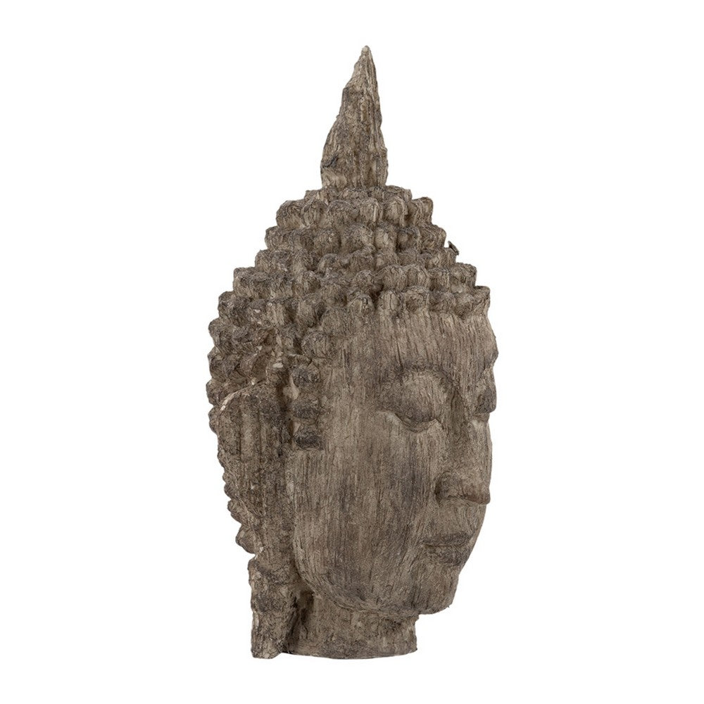 Reva Meditating Buddha Head Sculpture | Rustic Distressed Brown 12"