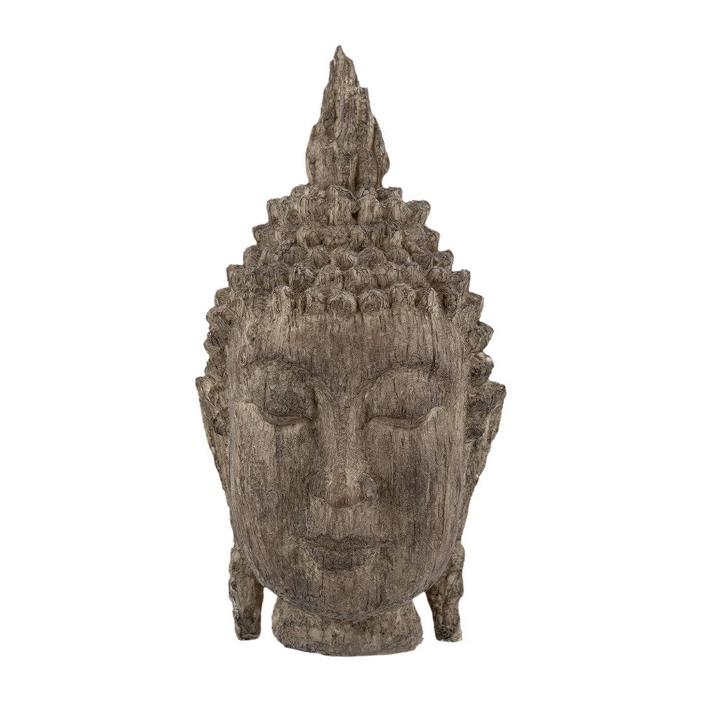 Reva Meditating Buddha Head Sculpture | Rustic Distressed Brown 12"