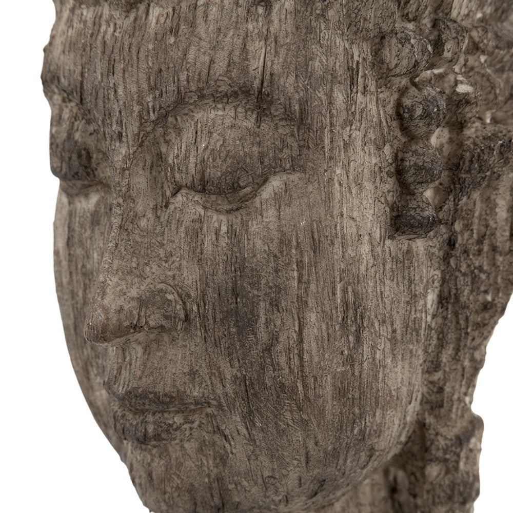Reva Meditating Buddha Head Sculpture | Rustic Distressed Brown 12"