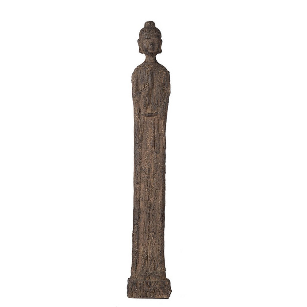 Reva Standing Buddha Sculpture | Distressed Brown Polyresin 24"