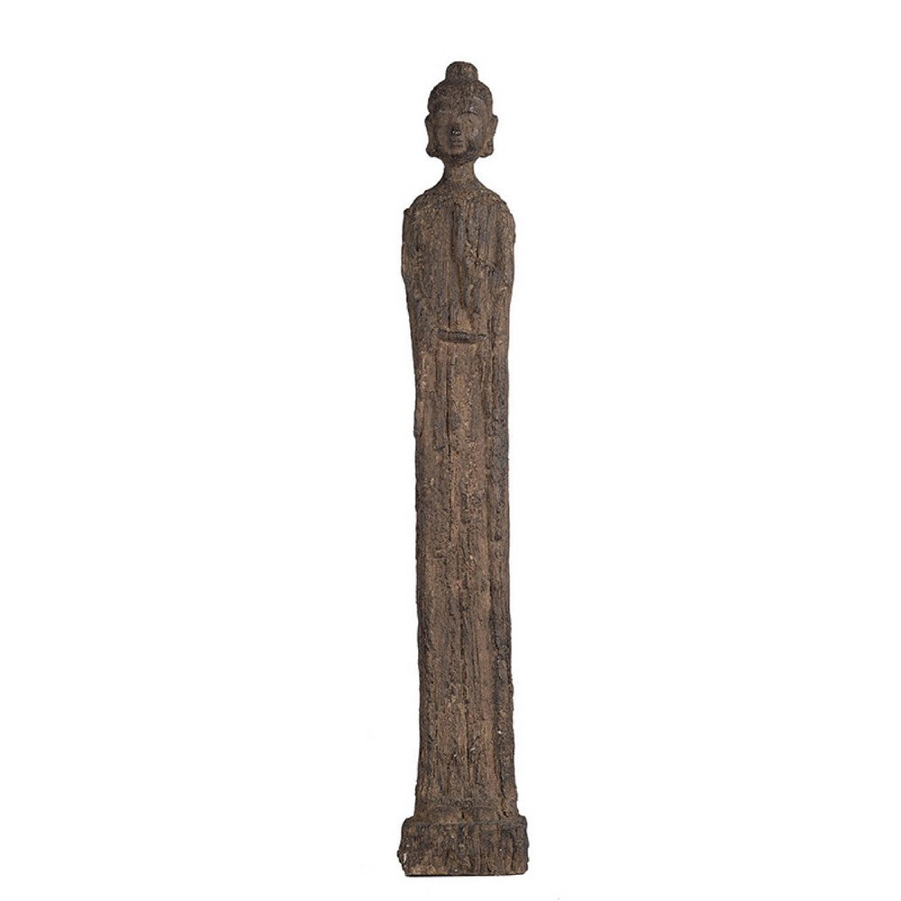 Reva Standing Buddha Sculpture | Distressed Brown Polyresin 24"