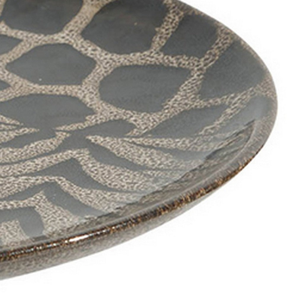 Decorative Plate | Animal Print Design | Brown & Black Ceramic | 16"