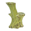 Vintage Candle Holder | Tree Trunk Design Green Glazed Stoneware 11"