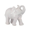 Decorative Figurine | 9" Trumpeting Elephant | Glazed White Dolomite