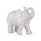Decorative Figurine | 9" Trumpeting Elephant | Glazed White Dolomite