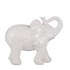 Decorative Figurine | 9" Trumpeting Elephant | Glazed White Dolomite