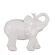 Decorative Figurine | 9" Trumpeting Elephant | Glazed White Dolomite