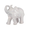 Decorative Figurine | 9" Trumpeting Elephant | Glazed White Dolomite