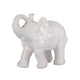 Decorative Figurine | 9" Trumpeting Elephant | Glazed White Dolomite