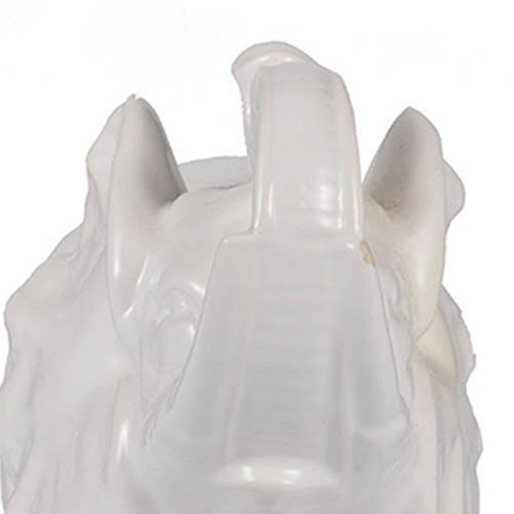 Decorative Figurine | 9" Trumpeting Elephant | Glazed White Dolomite