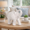 Decorative Figurine | 9" Trumpeting Elephant | Glazed White Dolomite