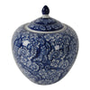 Ginger Jar with Finial | Persian Floral Print | White Blue Porcelain | 10"