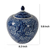 Ginger Jar with Finial | Persian Floral Print | White Blue Porcelain | 10"