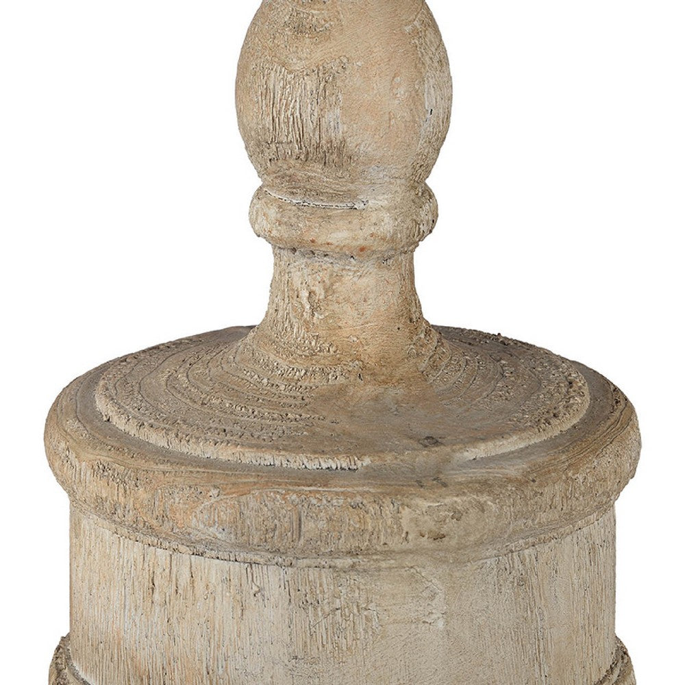 Chester Finial Tabletop Decor | Whitewashed Beige Polyresin | 22"