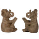 Accent Bookends Set of 2 | Reading Elephants | Antique Brown | 9"