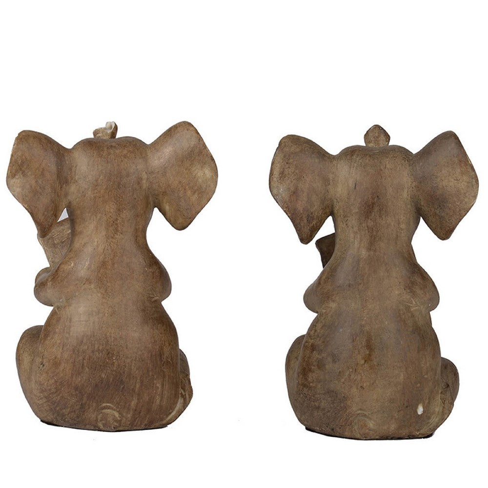 Accent Bookends Set of 2 | Reading Elephants | Antique Brown | 9"