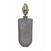 Decorative Bottle with Classic Sculpted Gold Leaf Lid | 23" Gray Glass