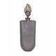Decorative Bottle with Classic Sculpted Gold Leaf Lid | 23" Gray Glass