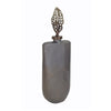 Decorative Bottle with Classic Sculpted Gold Leaf Lid | 23" Gray Glass