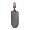Decorative Bottle with Classic Sculpted Gold Leaf Lid | 23" Gray Glass