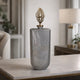 Decorative Bottle with Classic Sculpted Gold Leaf Lid | 23" Gray Glass