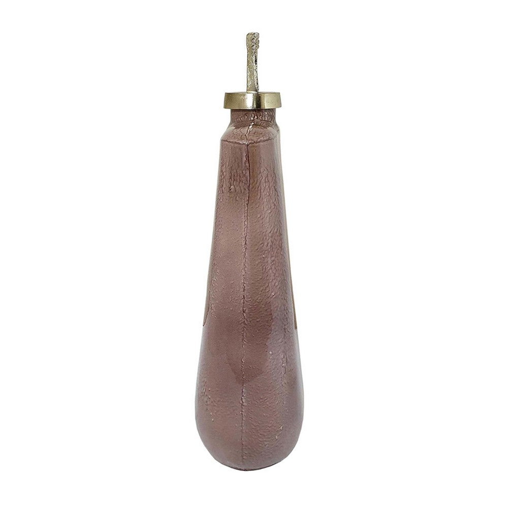 Decorative Bottle with Gold Lid | 19" Muted Pink Textured Glass Body