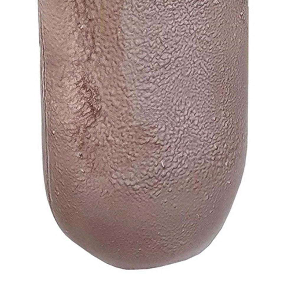 Decorative Bottle with Gold Lid | 19" Muted Pink Textured Glass Body