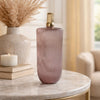 Decorative Bottle with Gold Lid | 19" Muted Pink Textured Glass Body