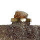 Decorative Bottle | Gold Glitter & Stone Lid | 15" Black Glass