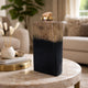 Decorative Bottle | Gold Glitter & Stone Lid | 15" Black Glass