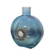 Decorative Floral Vase | Coastal Ocean Blue Glass with Stone Motif | 8"