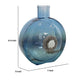 Decorative Floral Vase | Coastal Ocean Blue Glass with Stone Motif | 8"
