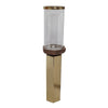 Gemo Hurricane Candle Holder with Gold Base | Mango Wood Accent 21"