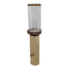 Gemo Hurricane Candle Holder with Gold Base | Mango Wood Accent 21"